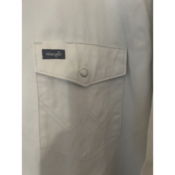 Mens Wrangler Light Khaki Heavy Cotton Work Shirt Western Pearl Snap Size XL - Picture 4 of 12